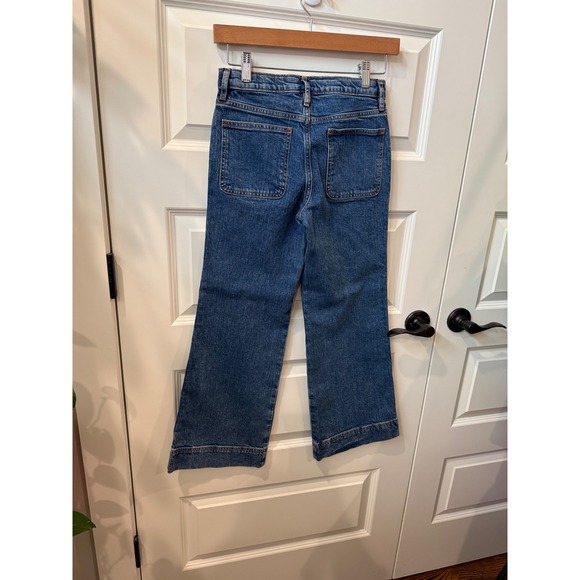 New Dark Wash Crewcuts by J.Crew Kids Size 12 Denim Wide Leg Crop Jeans - Picture 2 of 5